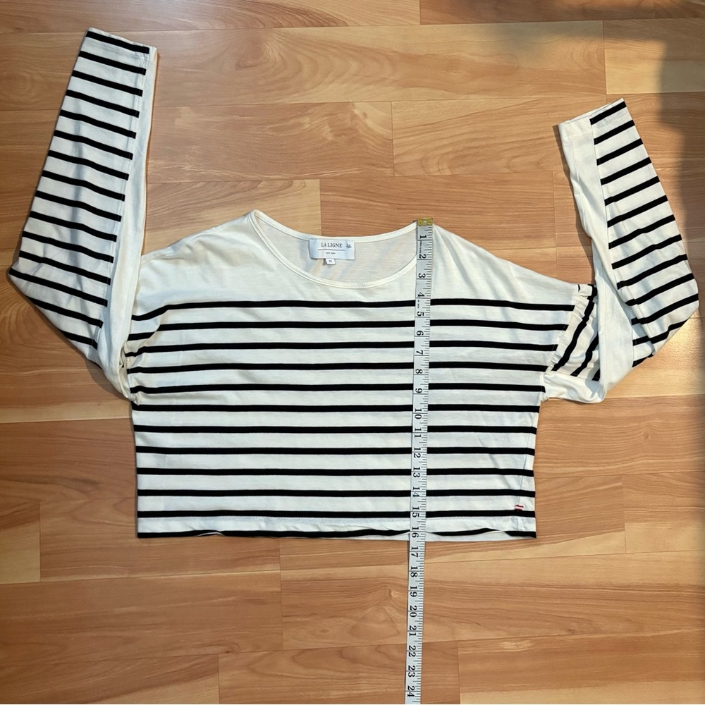 La Ligne Black and Cream Striped Long Sleeve Tee - Picture 12 of 14